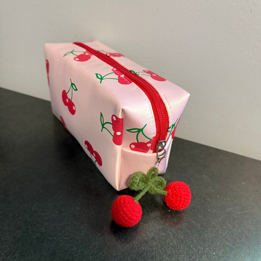 Ulta Beauty Pink & Red Cherry Print Makeup Case NEW - Picture 2 of 6